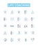 Life coaching vector line icons set. coaching, life, transformation, success, mentoring, self-help, goal-setting