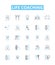 Life coaching vector line icons set. coaching, life, transformation, success, mentoring, self-help, goal-setting