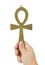 Life concept. Woman\'s hand holding egyptian symbol of life Ankh