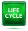 Life Cycle Neon Light Green Square Button
