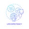 Life expectancy blue gradient concept icon