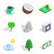 Life force icons set, isometric style