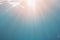 Life-giving sunlight underwater. Sun beams shinning underwater . Abstract background