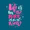 Life is in the here and now concept hand lettering motivation po