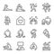 Life at home icon set vector illustration. Contains such icon as Relax, Home cooking, Sleeping, Working from home, Plant, Yoga, an