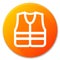 Life jacket orange circle icon