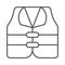 Life jacket thin line icon, waterpark concept, life vest sign on white background, lifejacket icon in outline style for