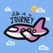 Life is a journey word and pink airplane cartoon