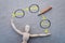 Life manage concept with wooden figure and career health family