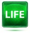 Life Neon Light Green Square Button