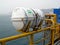 Life raft on board drilling rig in Korea.