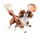 Life\\\'s a Beach: Colorful Watercolor Photos of Cavaliers in the Surf AI Generated
