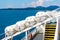 Life safety boats on a sea ferry