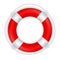 Life saving buoy. Red and white 3d sign