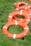Life-saving buoys on the grass