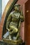 Life-sized bronze statue of a male soldier at Ploshchad Revolyutsii underground metro station in Moscow, Russia