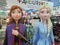 Life sized figures of Princess Elsa and Anna from the Disney animation movie Frozen at a departmental store