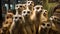 A life-sized sculpture of a group of meerkats, each meticulously crafted to capture their unique postures and personalities