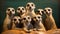A life-sized sculpture of a group of meerkats, each meticulously crafted to capture their unique postures and personalities