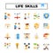 Life skill flat design icon set.