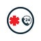 Life star medical emergency phone all day nonstop icon on white