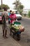 Life on the streets of Mindelo.Street vendor of vegetables