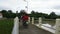 Life of thai people walking biking bicycle and riding motorcycle on small bridge