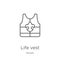 life vest icon vector from scouts collection. Thin line life vest outline icon vector illustration. Outline, thin line life vest