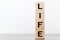 Life word on wooden cubes