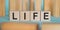 Life word written on wood block. Life coach text for your desing, concept