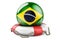 Lifebelt with Brazilian flag. Safe, help and protect of Brazil concept. 3D rendering