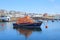 Lifeboat at mooring in harbour