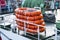 Lifeboat round lifesaver stacked for boat safety