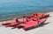 Lifeboats on an italian seafront