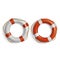 Lifebuoies icons set. Life preserver or saver red and white.