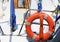 Lifebuoy attached to a boat at the port of Venice