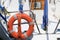 lifebuoy attached to a boat at the port of Venice ready upon departure
