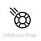 Lifebuoy drop help icon. Editable line vector.