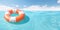 Lifebuoy floating in the sea. Illustration