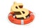 Lifebuoy with golden dollar symbol, 3D rendering