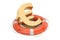 Lifebuoy with golden euro symbol, 3D rendering