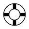 The lifebuoy icon. The black silhouette of a lifebuoy is a means to help drowning people.