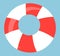 Lifebuoy icon, striped safety symbol, red and white lifebuoy equipment for saving human life