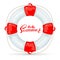 Lifebuoy and lettering Hello Summer on white background