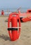 Lifebuoy lifter and lifeboat on the beach