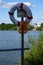 The lifebuoy is located near Biesdorfer Baggersee lake. Berlin, Germany