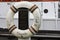 Lifebuoy near the sailboat `Meridian`