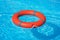 Lifebuoy pool ring float. Life ring in swimming pool
