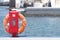 Lifebuoy in position ready to be deployed if needed. Floating device.