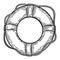 Lifebuoy with rope isolated sketch. Hand drawn life ring in engraving style